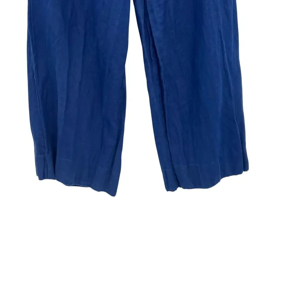 Reformation Ace Linen Pant Wide Leg Trousers Belted Blue‎ Size 8